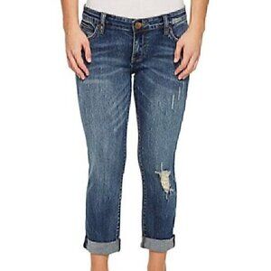 KUT FROM THE KLOTH KFTK Boyfriend Jeans Dark Wash ish ? Distressed Ripped Rip 6